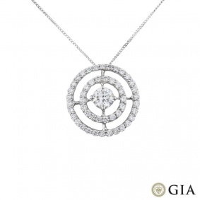 18k White Gold Diamond Double Halo Pendant 0.70ct G/VVS2